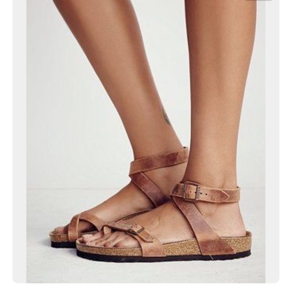 Birkenstock Shoes - Birkenstock Yara Antique Brown Leather Sandals